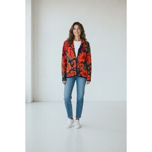 Isaac Mizrahi Live! Women's Orange Rose Jacket Size Small